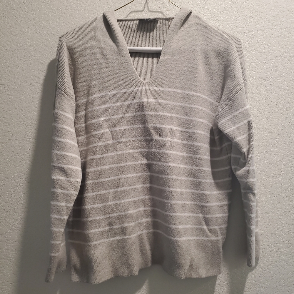 Tahari Striped Hooded Sweater